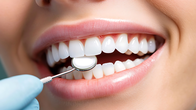 ホワイトニングの施術を受ける女性