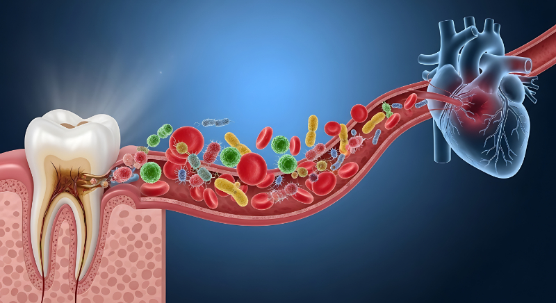 歯周病が全身の健康に影響を及ぼすことを説明するイメージ