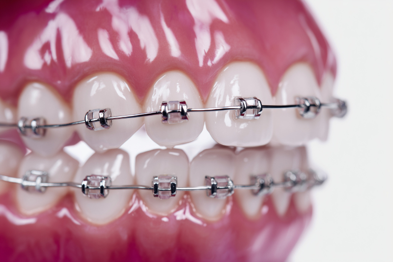 ワイヤー矯正をしている歯