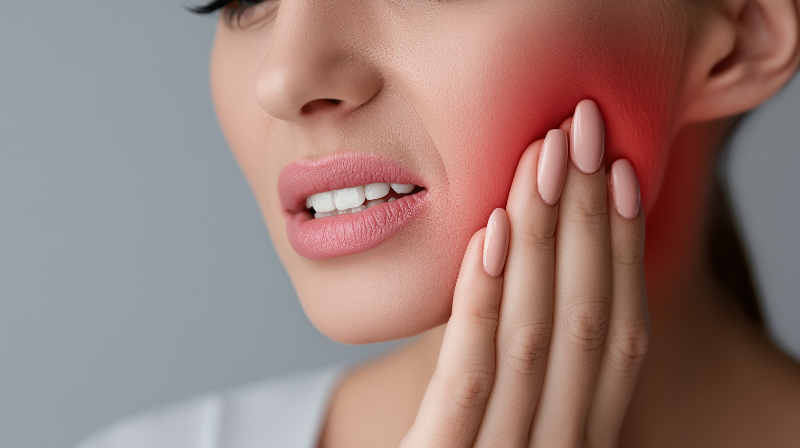 顎関節症に悩む女性