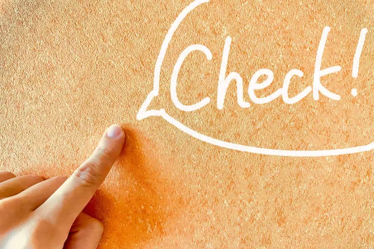 チェックの文字を示す指